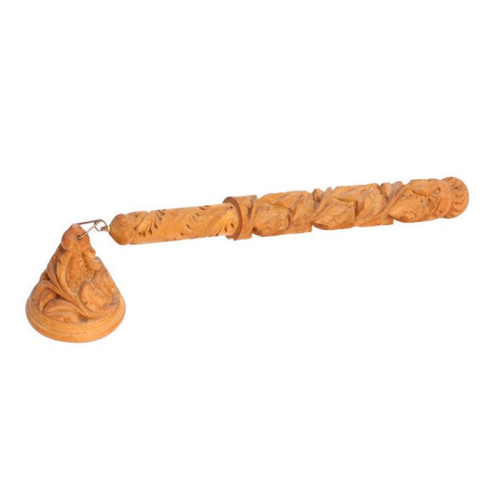 Benzara Candle Snuffer With Long Wooden Handle, Brown