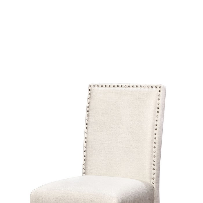 Wooden Counter Stool with Fabric Upholstery, White and Black