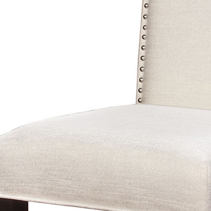 Fabric Upholstered Wooden Bar Stool with Nailhead Trim,White and Black