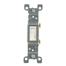 Leviton 1451-2WM 15 Amp, 120 Volt, Toggle Framed Single-Pole Ac Quiet Switch, Residential Grade, Grounding, 10-Pack, White