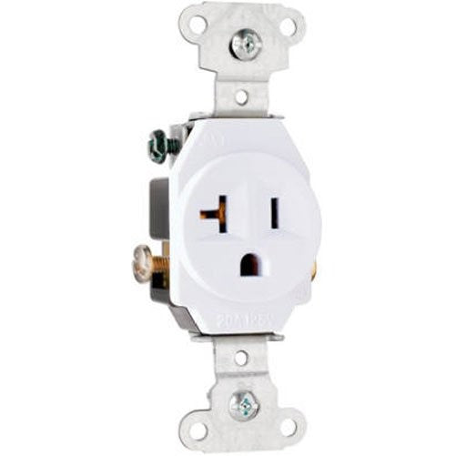 Legrand-Pass & Seymour 5351WCC8 Specification Grade Single Receptacle 20-Amp 125-volt, White