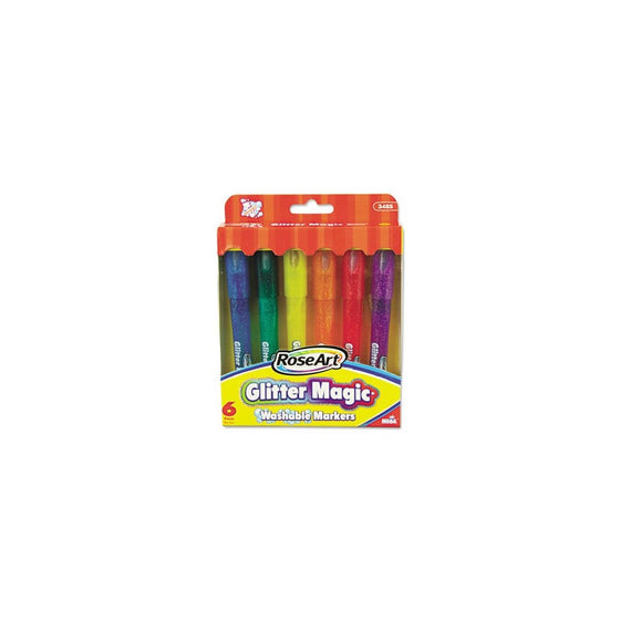 RoseArt Glitter Magic Markers 6-Count Assorted Colors Packaging May Vary (CYB78)