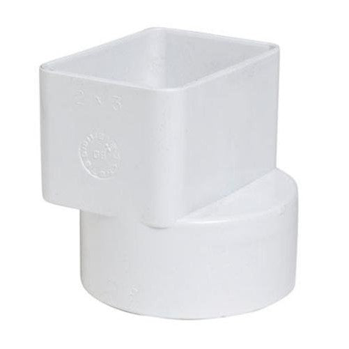 Plastic Trends P1923 PVC Flush Downspout Adapter, 2" x 3" x 3"