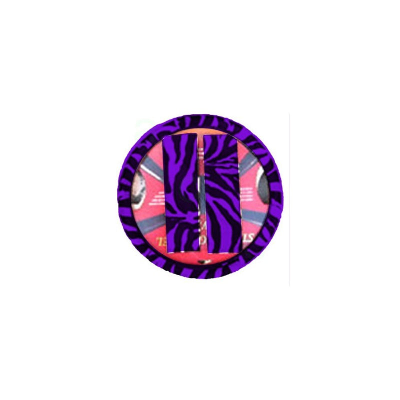 Animal Print Steering Wheel Cover and Shoulder Belt Pad - Zebra Purple