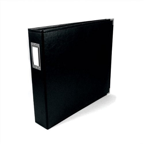 8.5 x 11-inch Classic Leather 3-Ring Album by We R Memory Keepers | Black, includes 5 page protectors