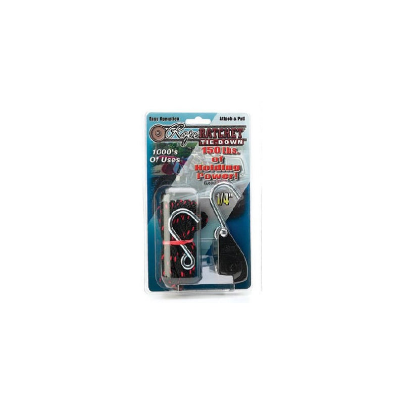 Carolina North Mfg 1/4 Inch Heavy Duty Rope Ratchet Tie Down with 8' Rope, 150 Pounds of Holding Power (1pack)