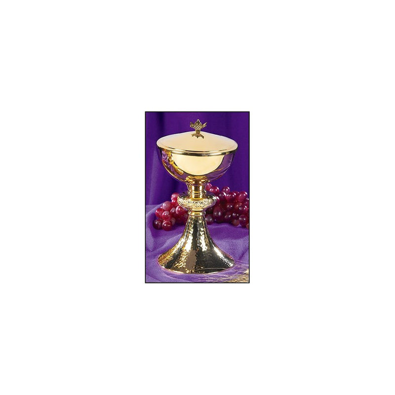 Ornate Node Ciborium with Hammered Base and Loaves and Fish Cover