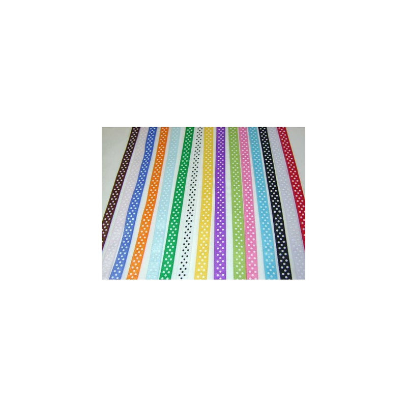 Polka Dot Grosgrain Ribbon -15 Colors 3/8" X 2 Yard Each Total 30 Yds Per Package