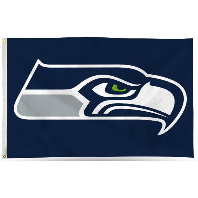 Rico NFL Seattle Seahawks 3-Foot by 5-Foot Single Sided Banner Flag with Grommets