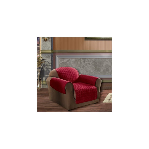 Elegance Linen Quilted Pet Dog Children Kids Furniture Protector Microfiber Slip Cover Chair, Red