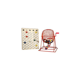 Mr. Chips Official Professional-Use Extra Large Red Plastic Coated Bingo Cage Set w/Ping Pong Bingo Balls, 19" High by, Inc