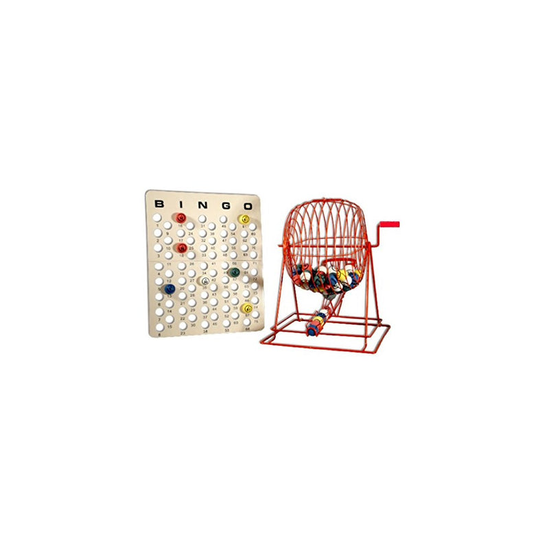Mr. Chips Official Professional-Use Extra Large Red Plastic Coated Bingo Cage Set w/Ping Pong Bingo Balls, 19" High by, Inc