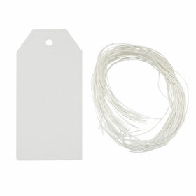 Allydrew 50 Gift Tags/Kraft Hang Tags with Free Cut Strings for Gifts, Crafts & Price Tags - White Original Tag