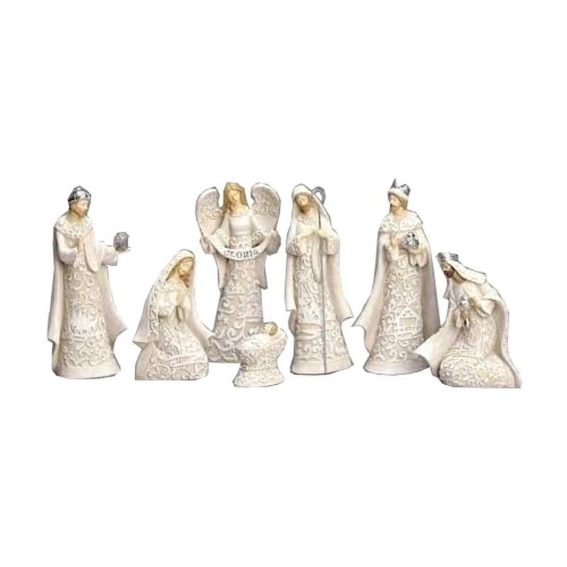 Nativity Sets Exclusive 7-Piece Nativity Set, Features The Holy Family with The 3 Kings and a Gloria Angel, 7.5-Inch