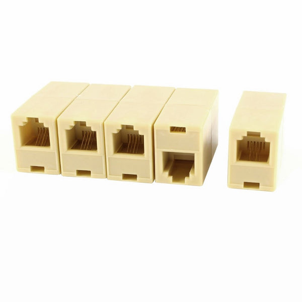 Uxcell Plastic RJ11 6P4C Cable Connector for Landline Telephone 5 Pieces, Beige