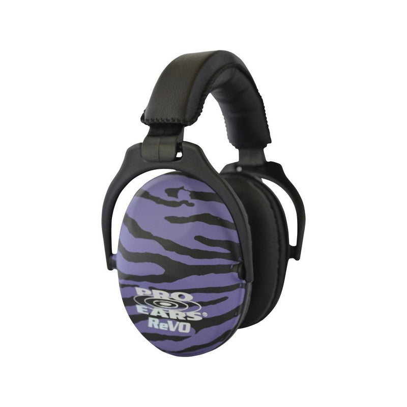 Pro Ears - ReVO - Hearing Protection - NRR 25 - Youth and Women Ear Muffs - Purple Zebra
