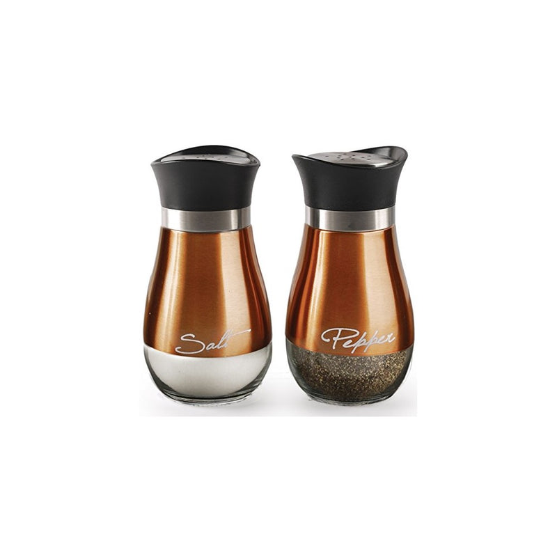 Circleware Cafe Contempo Copper and Glass Salt and Pepper Shakers, Set of 2, 4.42 ounce each