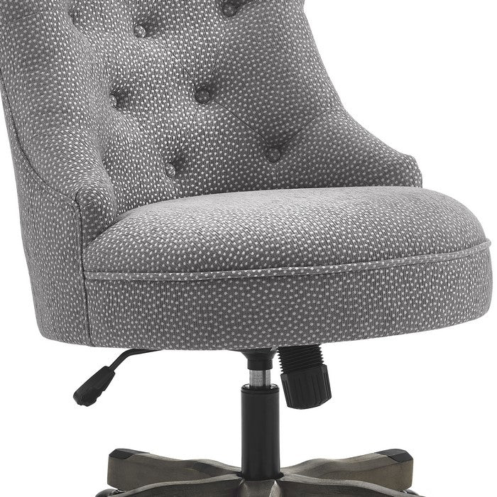 Wooden Office Chair with Textured Fabric Upholstery, Gray