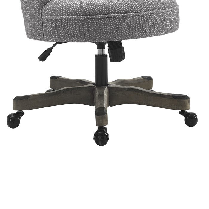 Wooden Office Chair with Textured Fabric Upholstery, Gray