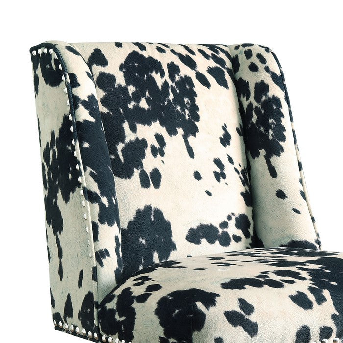 Height Adjustable Swivel Office Chair with Metal Base,Black and White