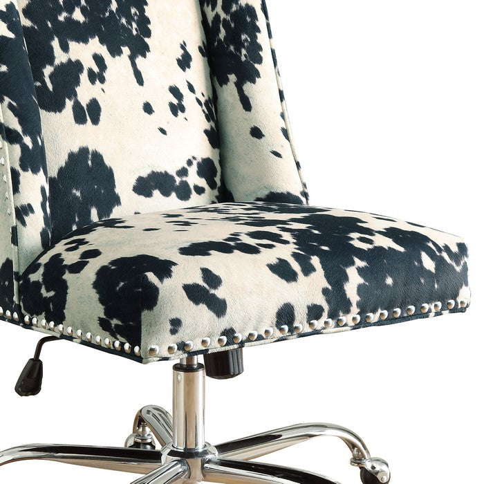 Height Adjustable Swivel Office Chair with Metal Base,Black and White