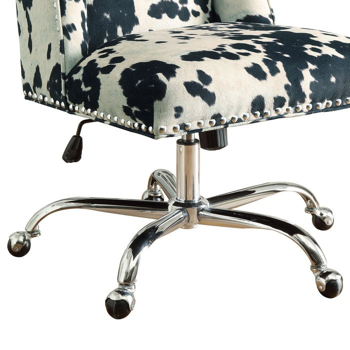 Height Adjustable Swivel Office Chair with Metal Base,Black and White