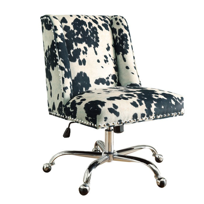 Height Adjustable Swivel Office Chair with Metal Base,Black and White