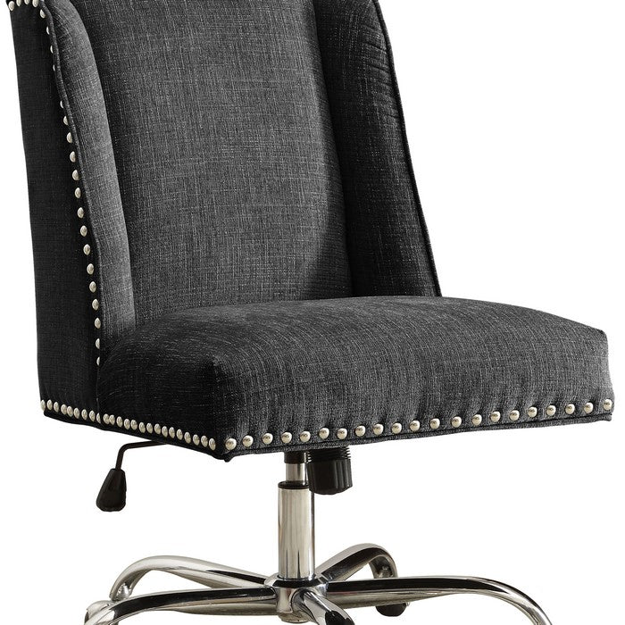 Height Adjustable Swivel Office Chair with Metal Base, Gray and Silver