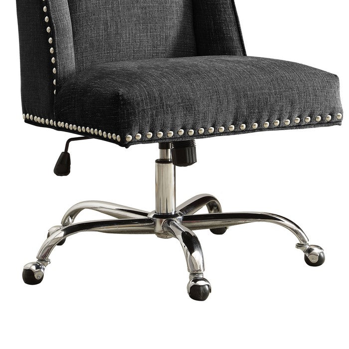 Height Adjustable Swivel Office Chair with Metal Base, Gray and Silver