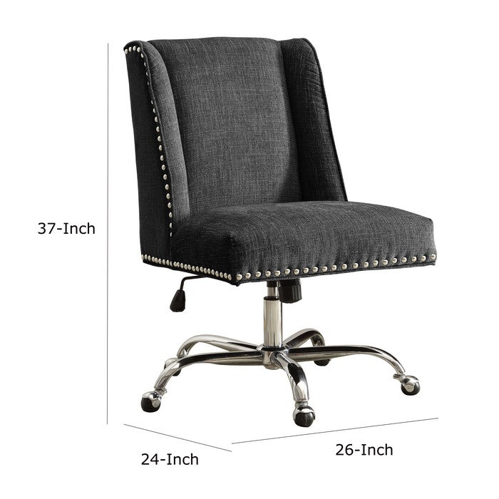 Height Adjustable Swivel Office Chair with Metal Base, Gray and Silver