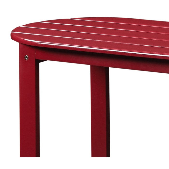 Outdoor Wooden Coffee Table with Slatted Oblong Shape Top, Red