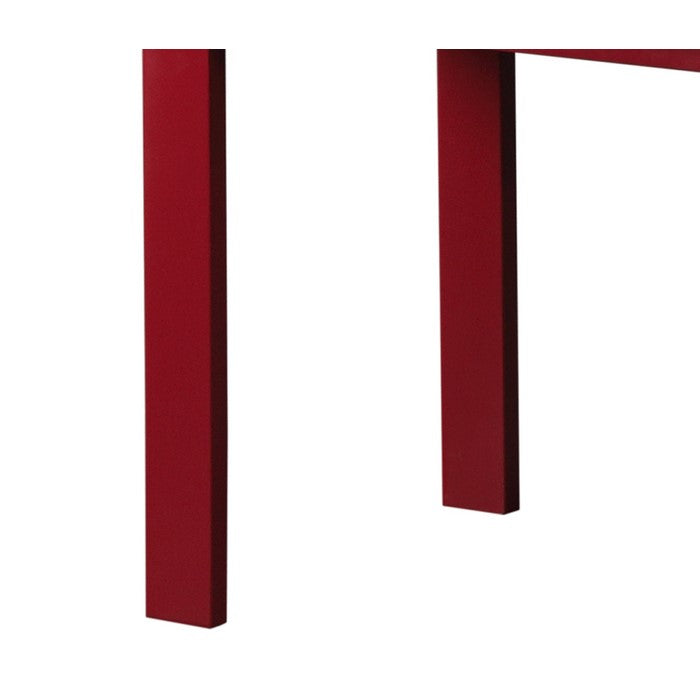 Outdoor Wooden Coffee Table with Slatted Oblong Shape Top, Red
