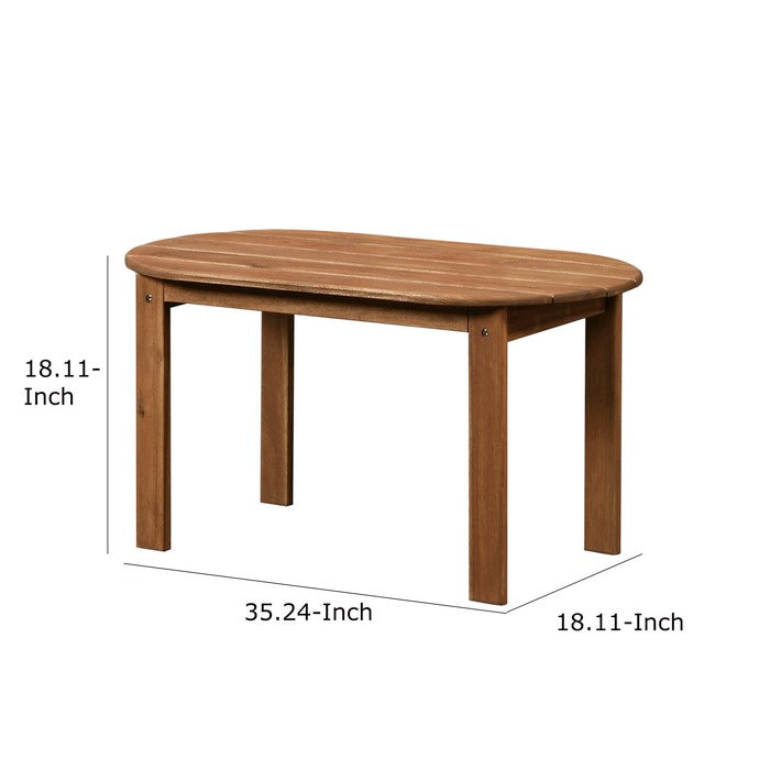 Outdoor Wooden Coffee Table with Slatted Oblong Shape Top, Brown