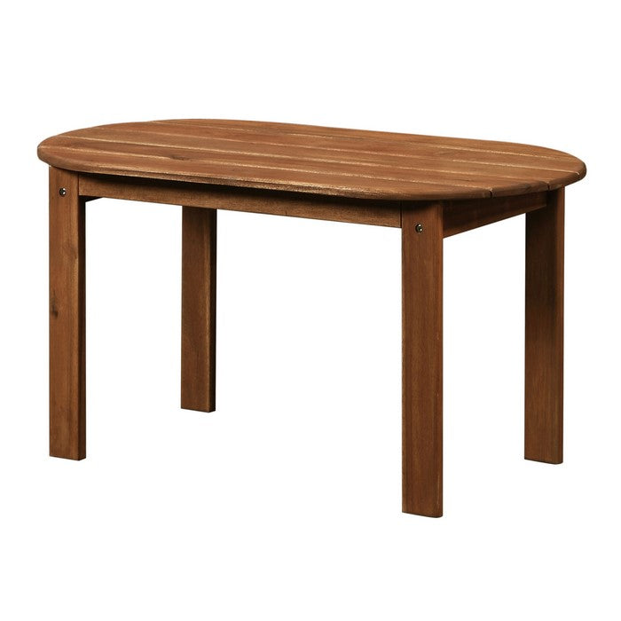 Outdoor Wooden Coffee Table with Slatted Oblong Shape Top, Brown