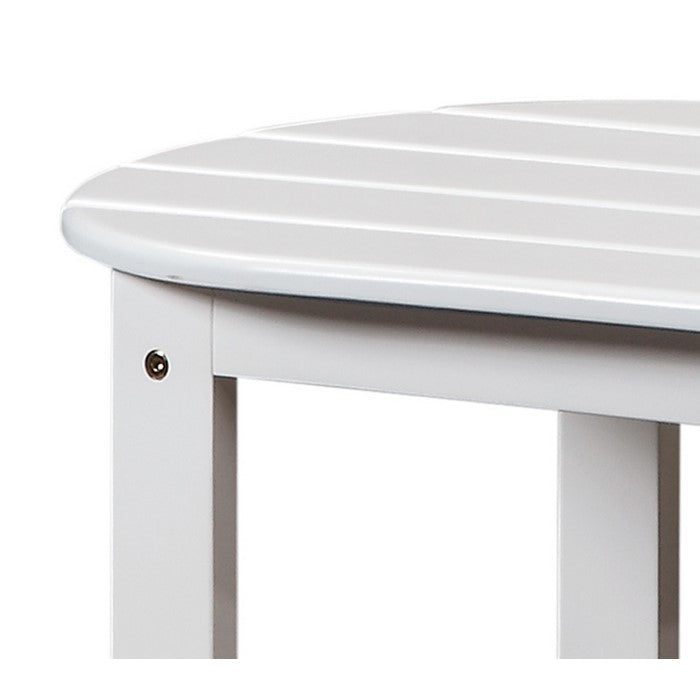 Outdoor Wooden Coffee Table with Slatted Oblong Shape Top, White