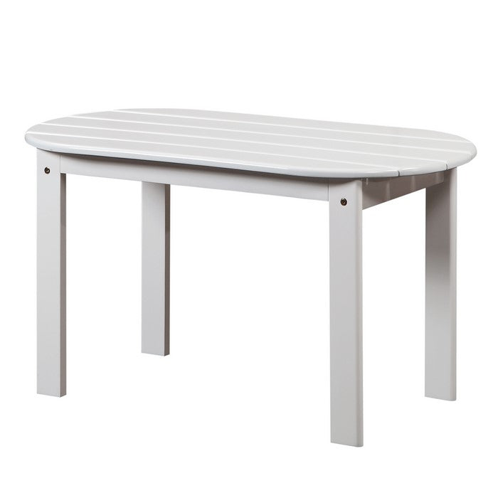 Outdoor Wooden Coffee Table with Slatted Oblong Shape Top, White