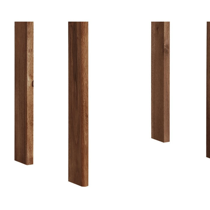 Outdoor Wooden End Table with Slatted Top and Block Legs, Brown
