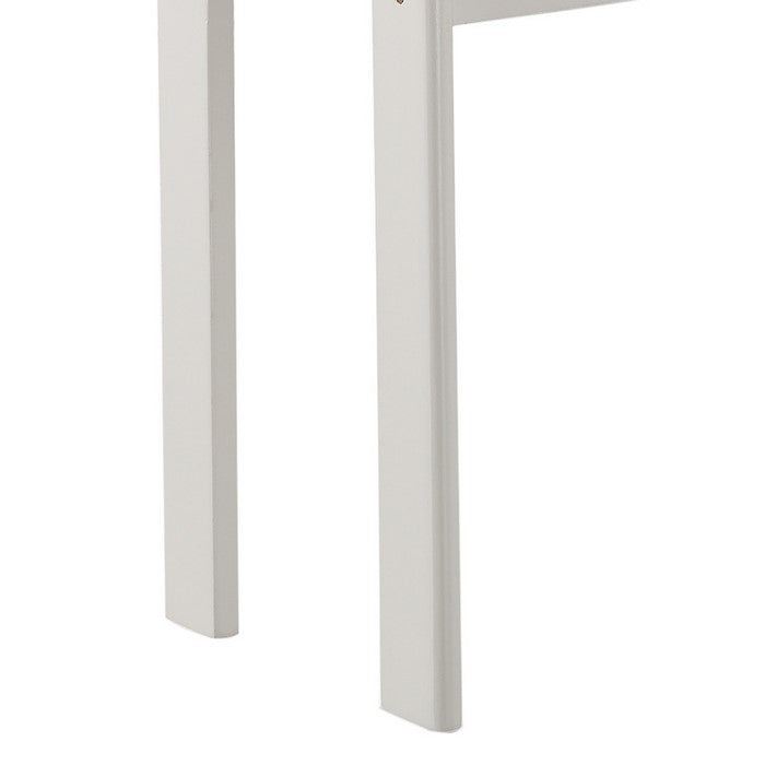Outdoor Wooden End Table with Slatted Top and Block Legs, White
