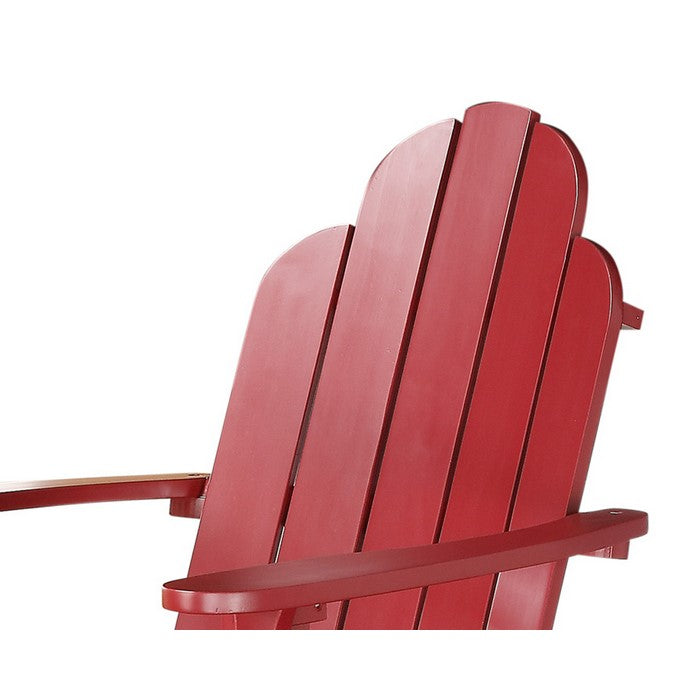 Slatted Wooden Outdoor Chair with Arched High Backrest, Red