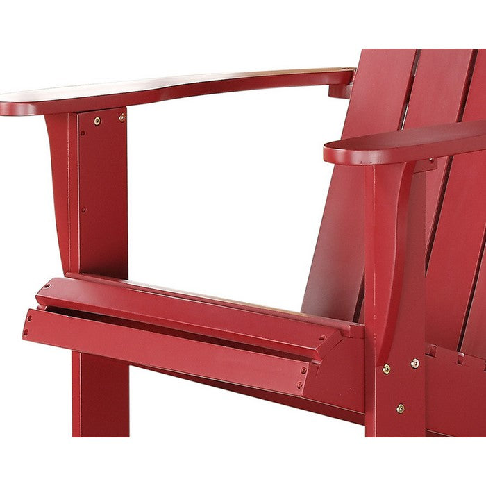 Slatted Wooden Outdoor Chair with Arched High Backrest, Red