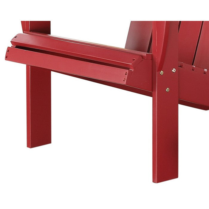Slatted Wooden Outdoor Chair with Arched High Backrest, Red