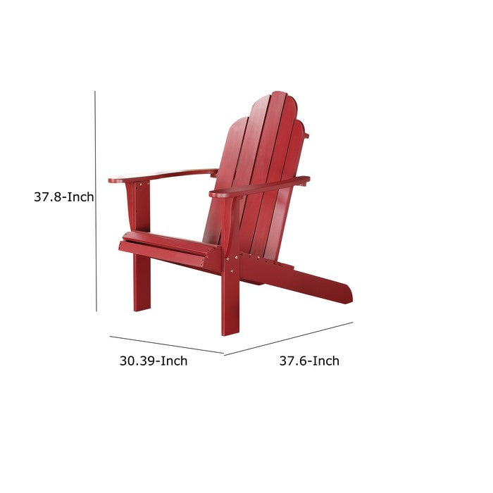 Slatted Wooden Outdoor Chair with Arched High Backrest, Red