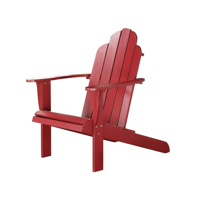 Slatted Wooden Outdoor Chair with Arched High Backrest, Red