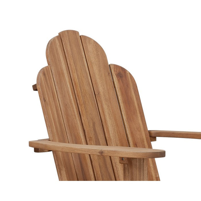 Slatted Wooden Outdoor Chair with Arched High Backrest, Teak Brown