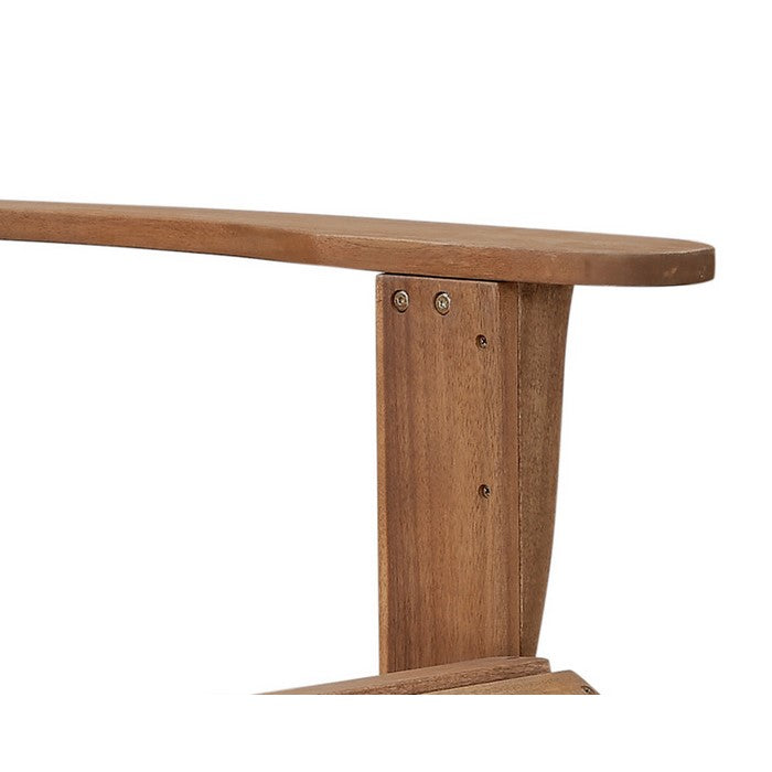 Slatted Wooden Outdoor Chair with Arched High Backrest, Teak Brown