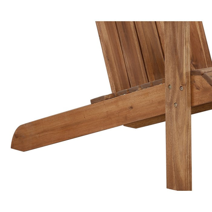 Slatted Wooden Outdoor Chair with Arched High Backrest, Teak Brown