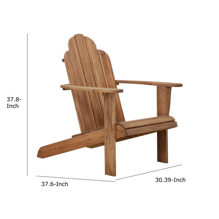 Slatted Wooden Outdoor Chair with Arched High Backrest, Teak Brown