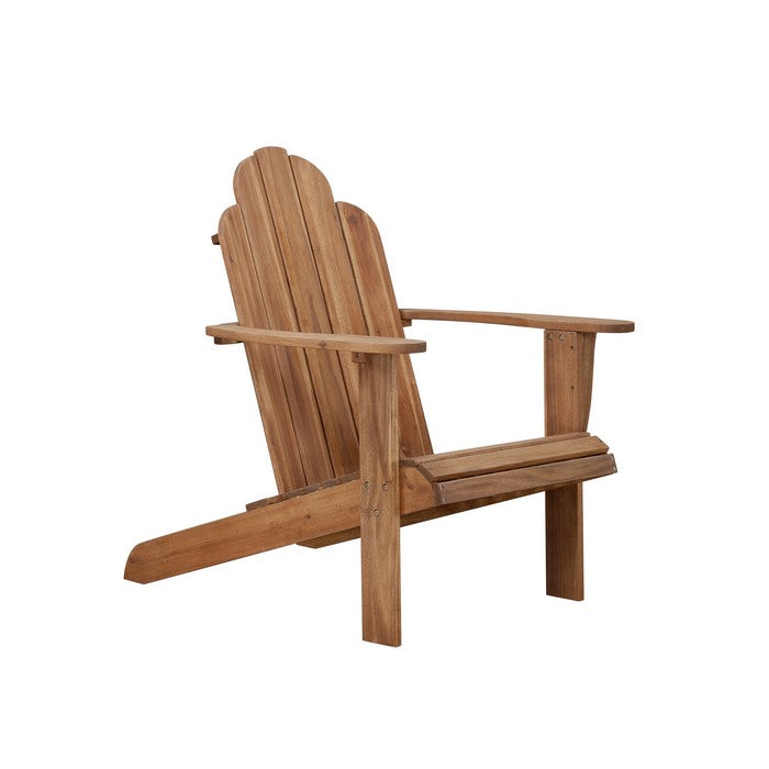 Slatted Wooden Outdoor Chair with Arched High Backrest, Teak Brown