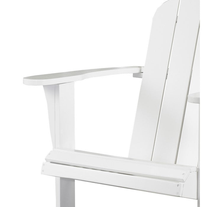 Slatted Wooden Outdoor Chair with Arched High Backrest, White