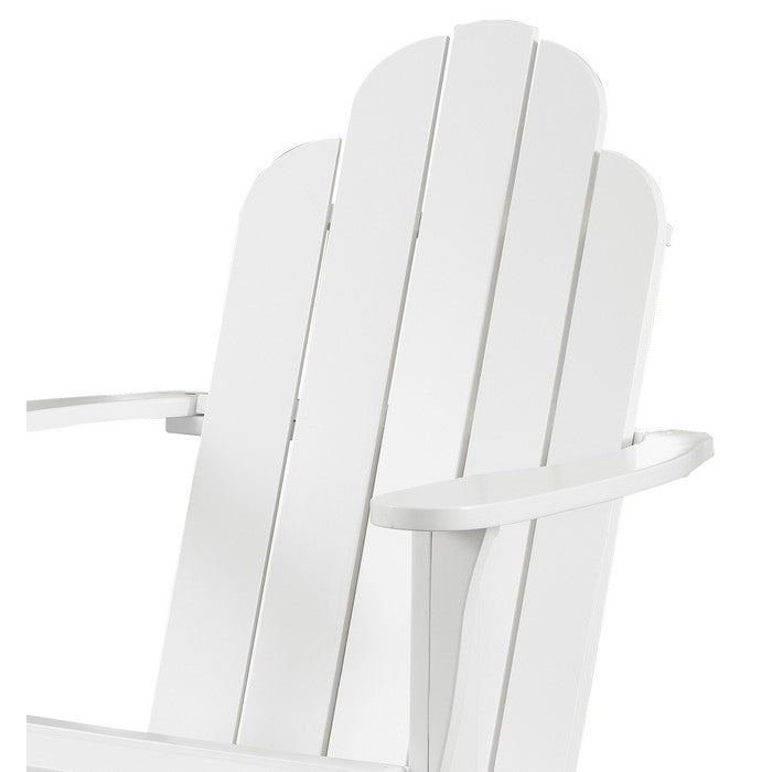 Slatted Wooden Outdoor Chair with Arched High Backrest, White